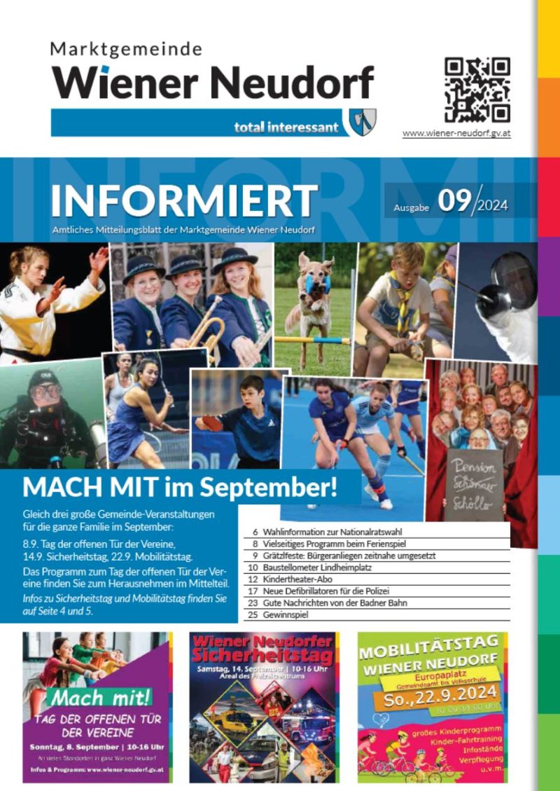 Titelseite der Septemberzeitung mit einer Bildercollage der Vereine